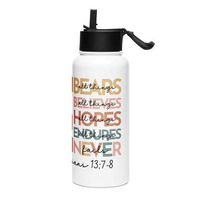 Love Stainless Steel Water Bottle with a Straw Lid