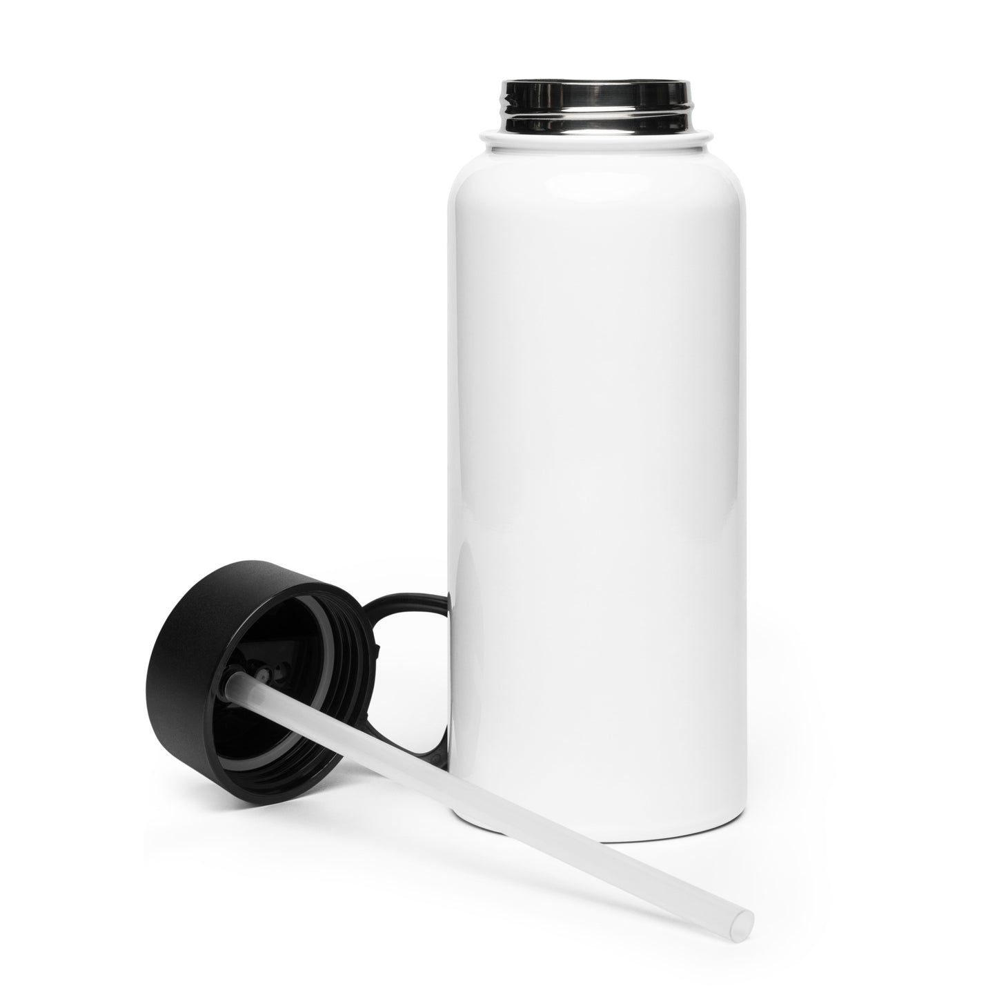 It is Finished Stainless Steel Water Bottle with a Straw Lid