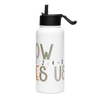 Oh How He Loves Us Stainless Steel Water Bottle with a Straw Lid