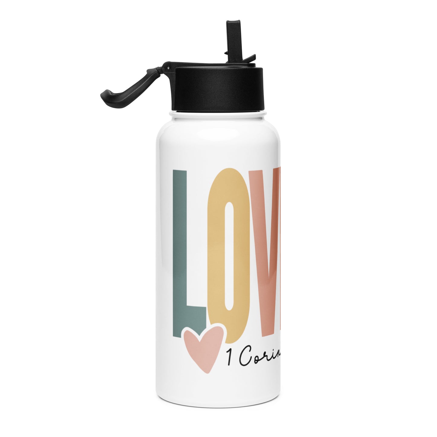 Love Stainless Steel Water Bottle with a Straw Lid