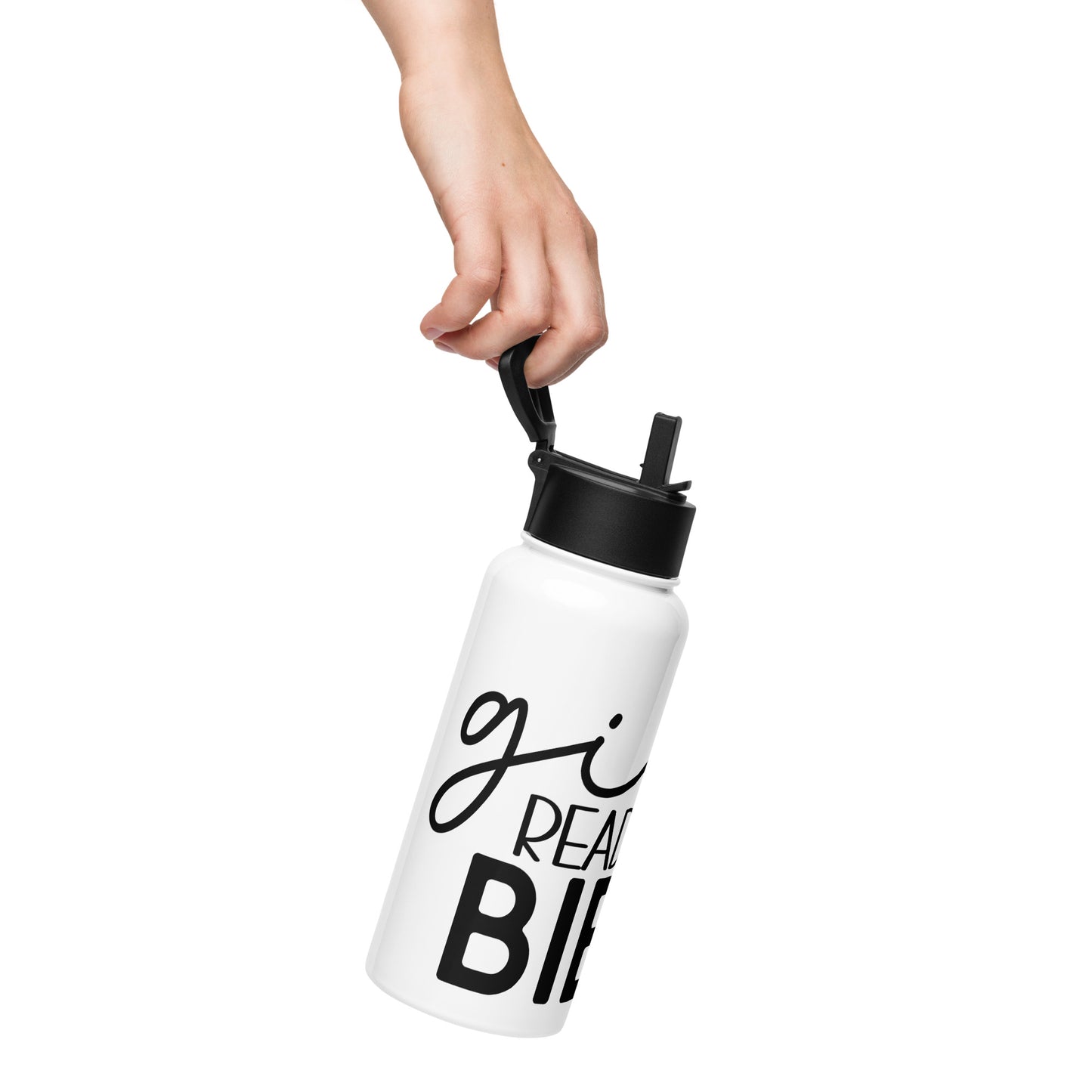 Girl Read Your Bible Stainless Steel Water Bottle with a Straw Lid