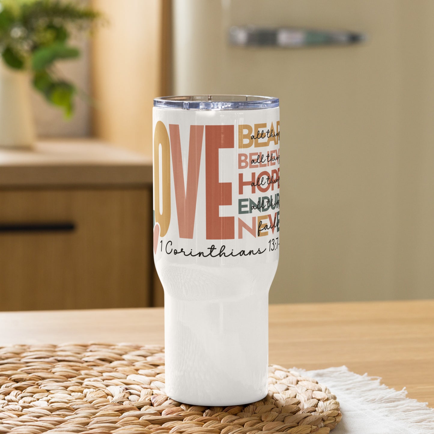 Love Bears Believes Hopes Endures Travel mug with Handle