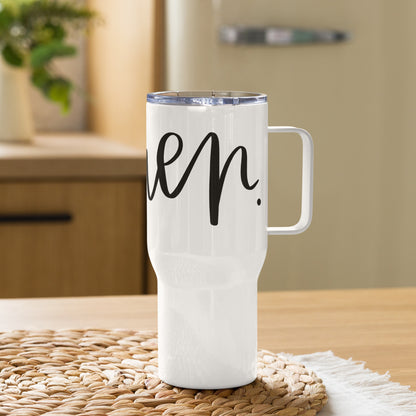 Travel mug with a handle