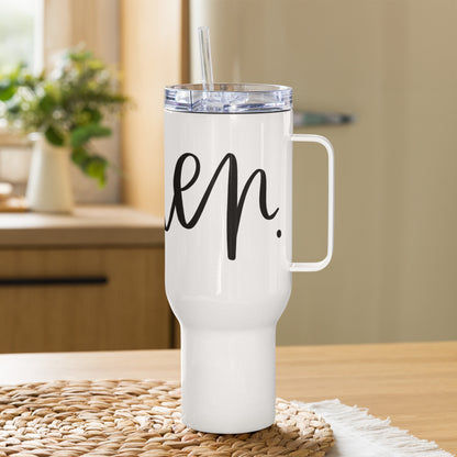 Travel mug with a handle