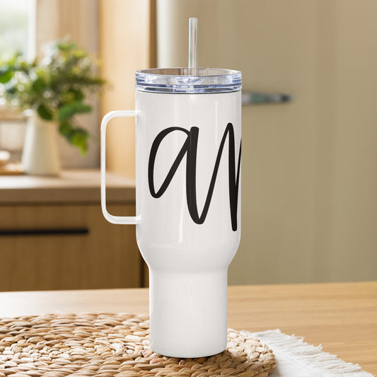 Travel mug with a handle