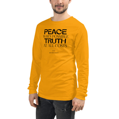 Peace when Possible Truth at All Costs Reformation Day Unisex Long Sleeve Tee