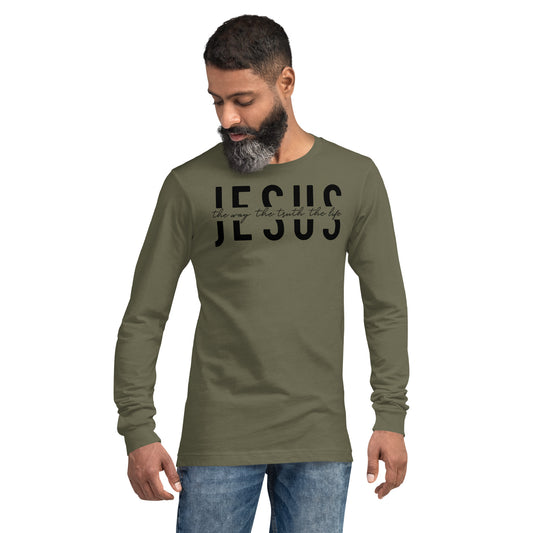 Jesus the Way the Truth the Life Men's Long Sleeve Tee