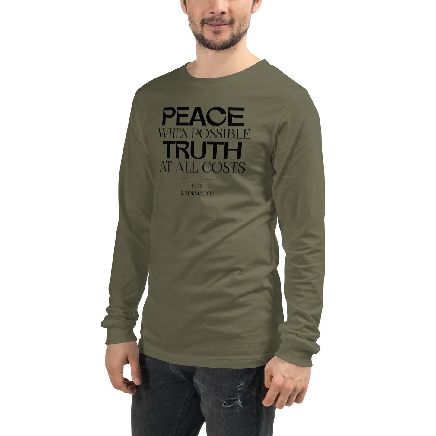 Peace when Possible Truth at All Costs Reformation Day Unisex Long Sleeve Tee