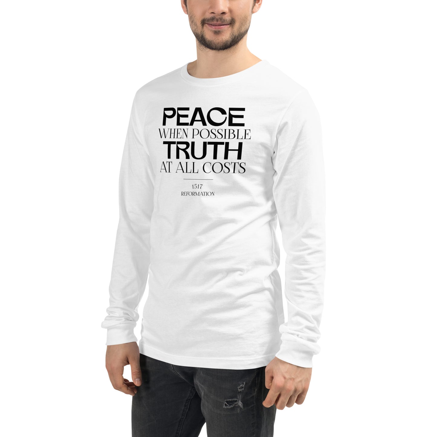 Peace when Possible Truth at All Costs Reformation Day Unisex Long Sleeve Tee