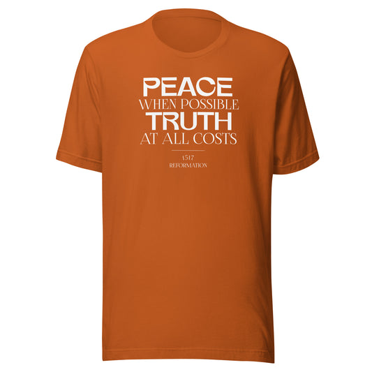 Peace when Possible Truth at all Costs Reformation Day Men's T-shirt