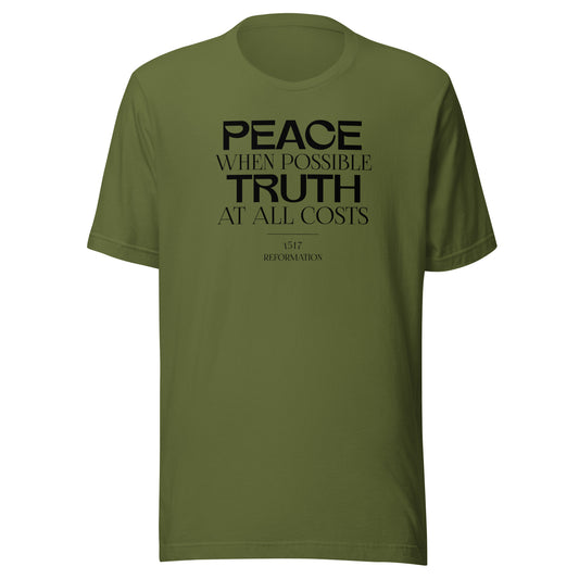 Peace when Possible Truth at All Costs Reformation Day Men's T-shirt