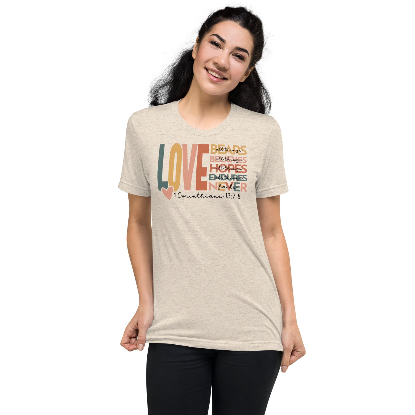 Love 1 Corinthians 13:7-8 Women's Triblend T-Shirt