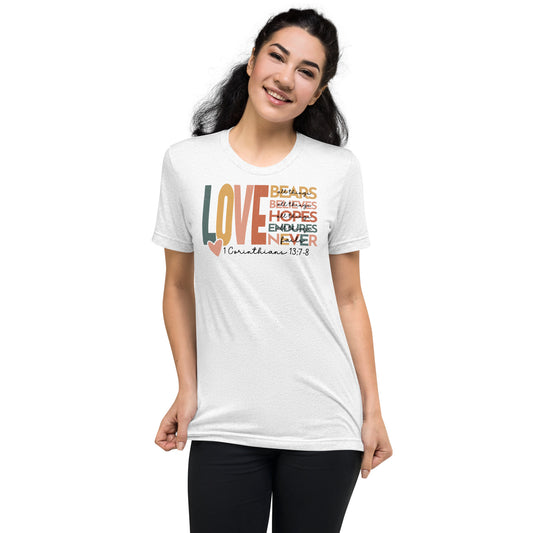 Love 1 Corinthians 13:7-8 Women's Triblend T-Shirt