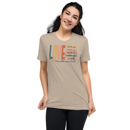 Love 1 Corinthians 13:7-8 Women's Triblend T-Shirt