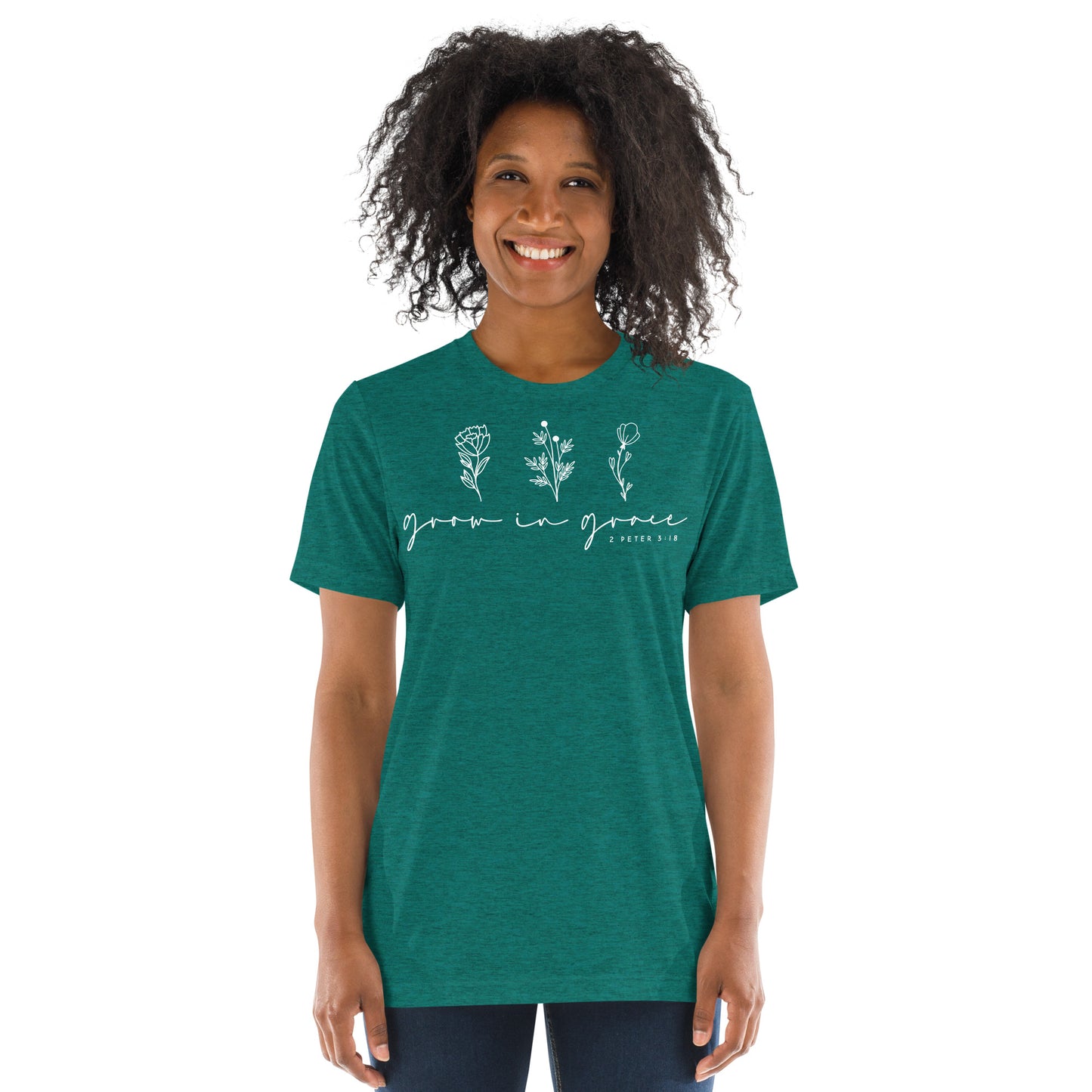 Grow in Grace 1 Peter 3:18 (W) Women's Short Sleeve T-shirt