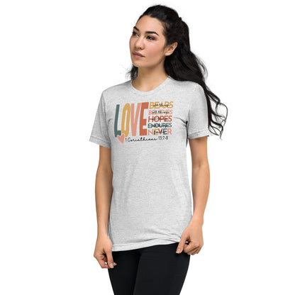 Love 1 Corinthians 13:7-8 Women's Triblend T-Shirt