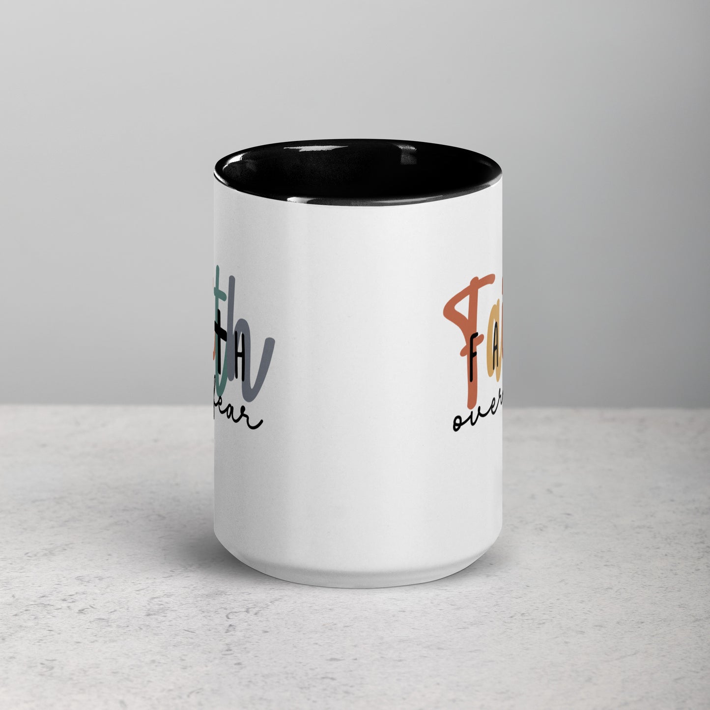 Faith over Fear Mug with Color Inside