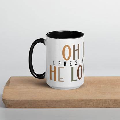 Oh How He Loves Us Mug with Color Inside