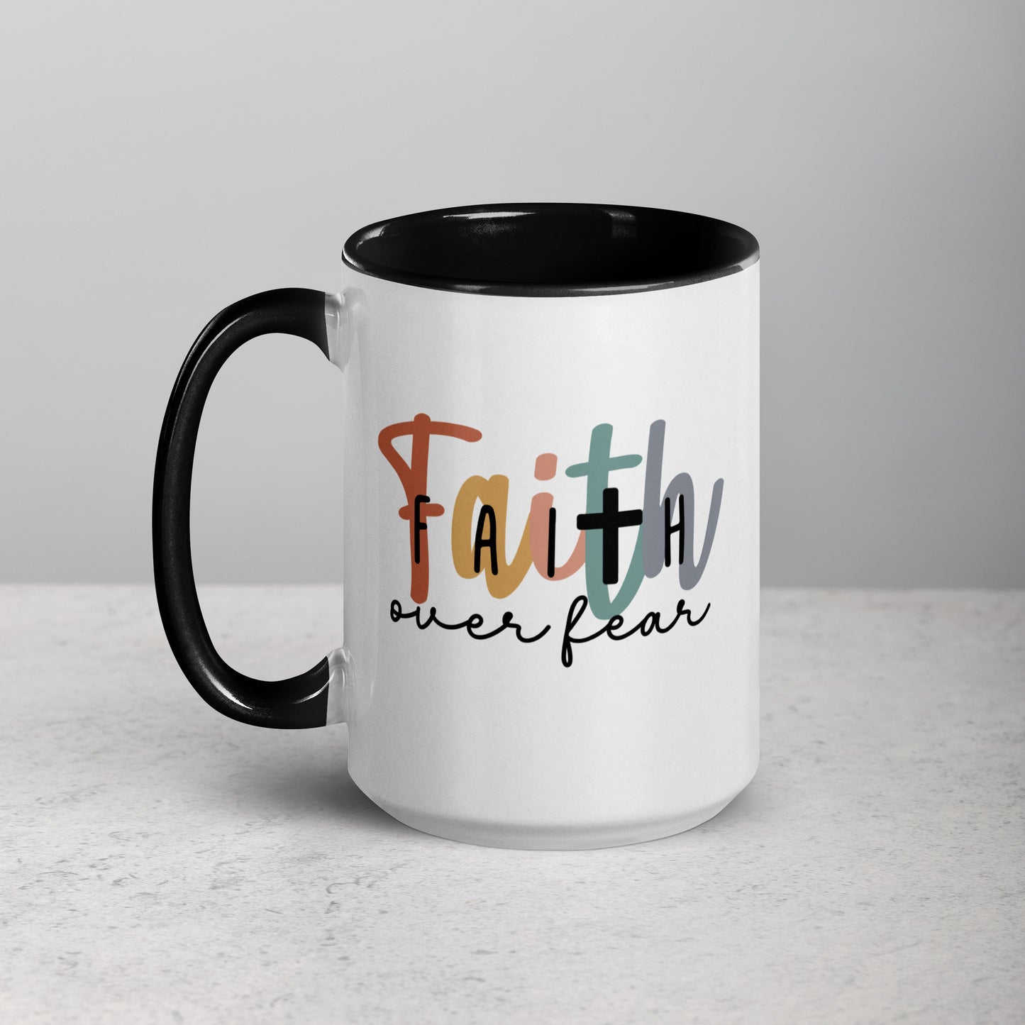 Faith over Fear Mug with Color Inside