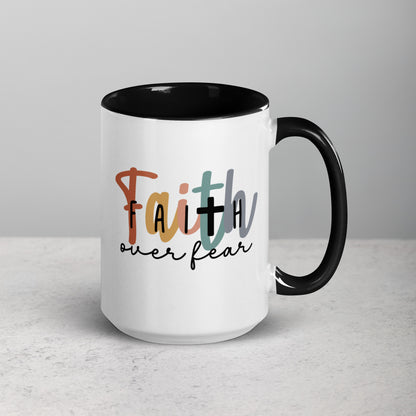 Faith over Fear Mug with Color Inside