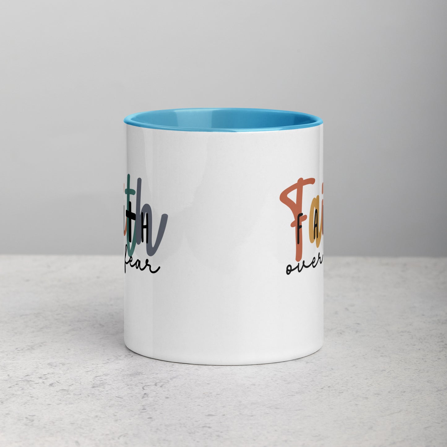 Faith over Fear Mug with Color Inside