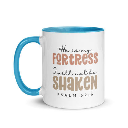 He is My Fortress I will Not Be Shaken Contrast Mug