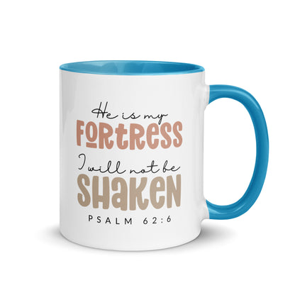 He is My Fortress I will Not Be Shaken Contrast Mug