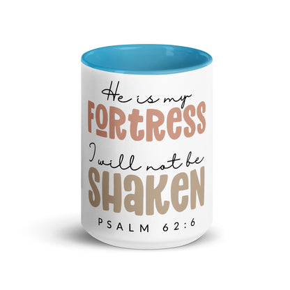 He is My Fortress I will Not Be Shaken Contrast Mug