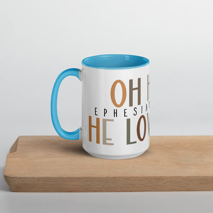 Oh How He Loves Us Mug with Color Inside