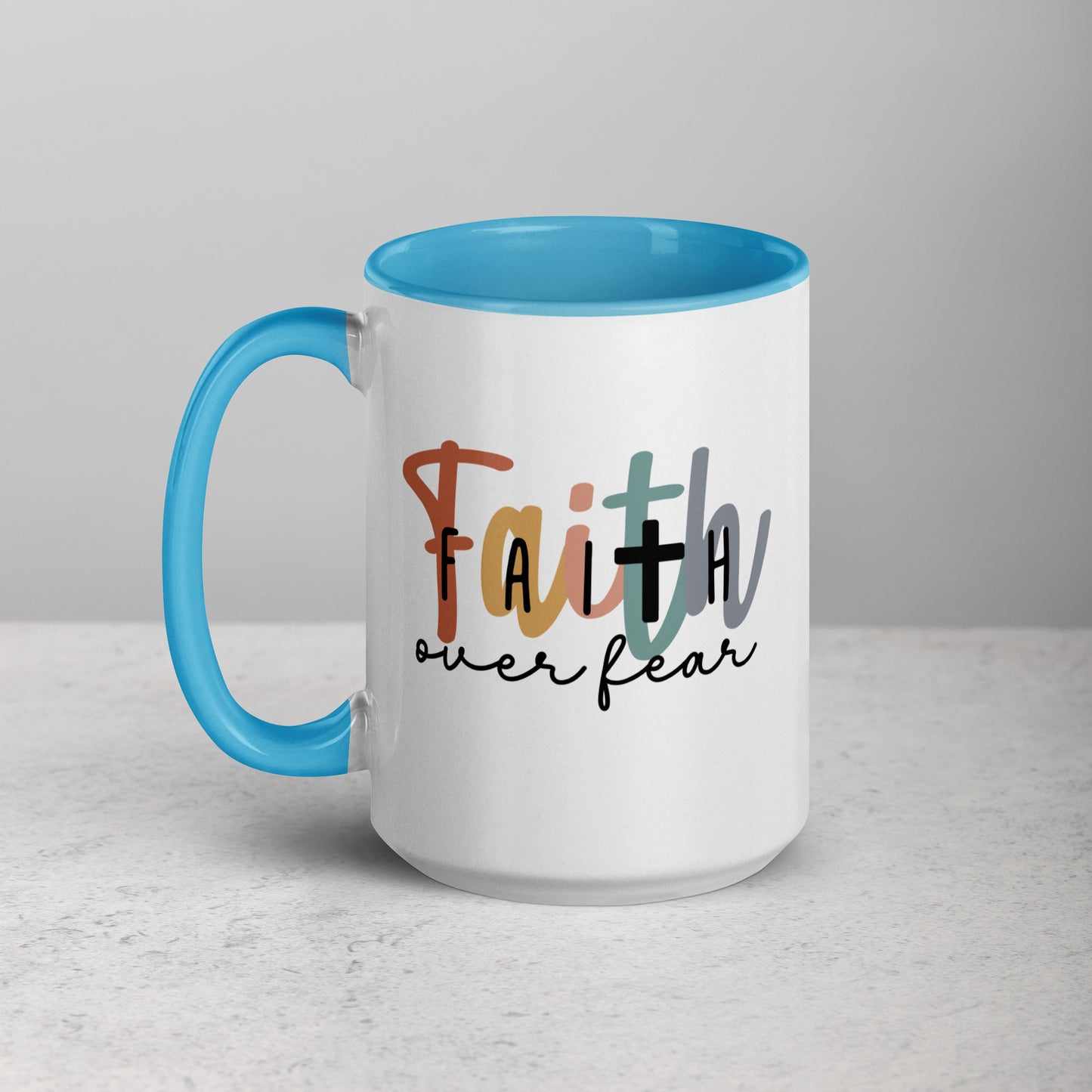 Faith over Fear Mug with Color Inside