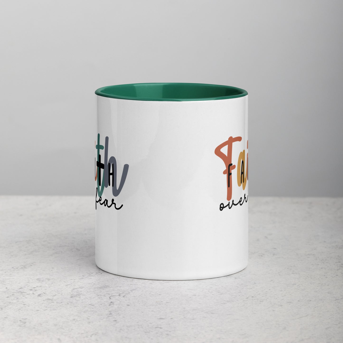 Faith over Fear Mug with Color Inside