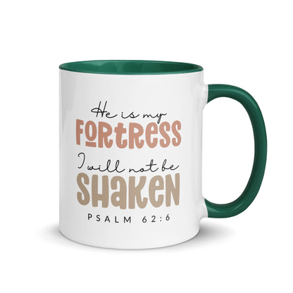 He is My Fortress I will Not Be Shaken Contrast Mug