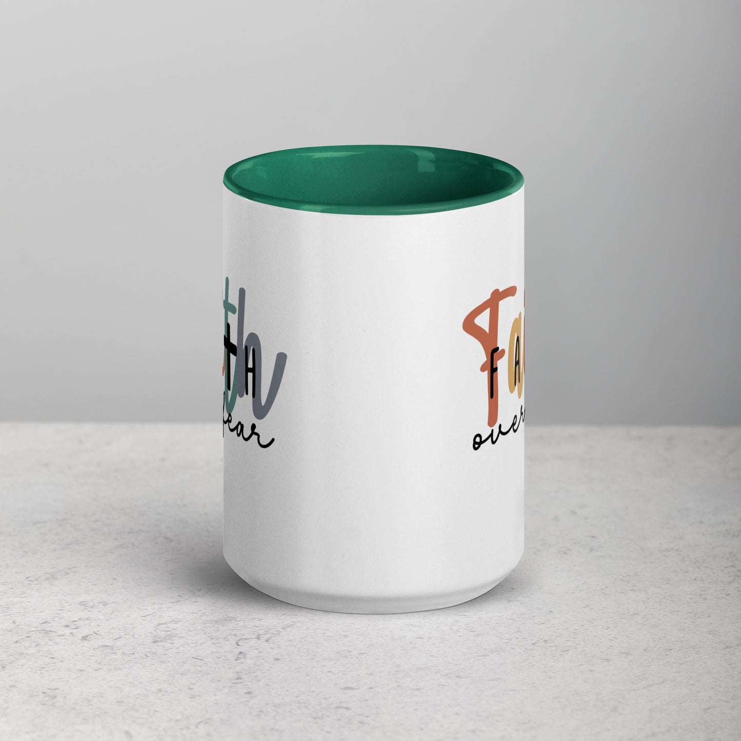 Faith over Fear Mug with Color Inside