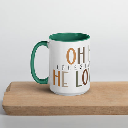 Oh How He Loves Us Mug with Color Inside