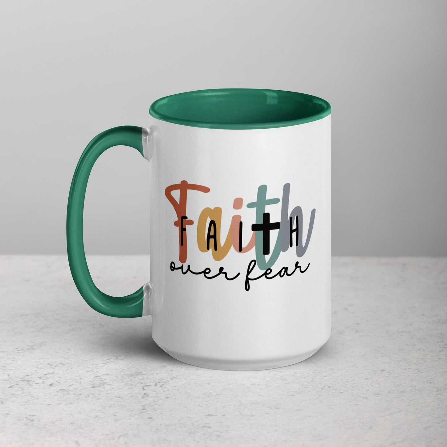 Faith over Fear Mug with Color Inside