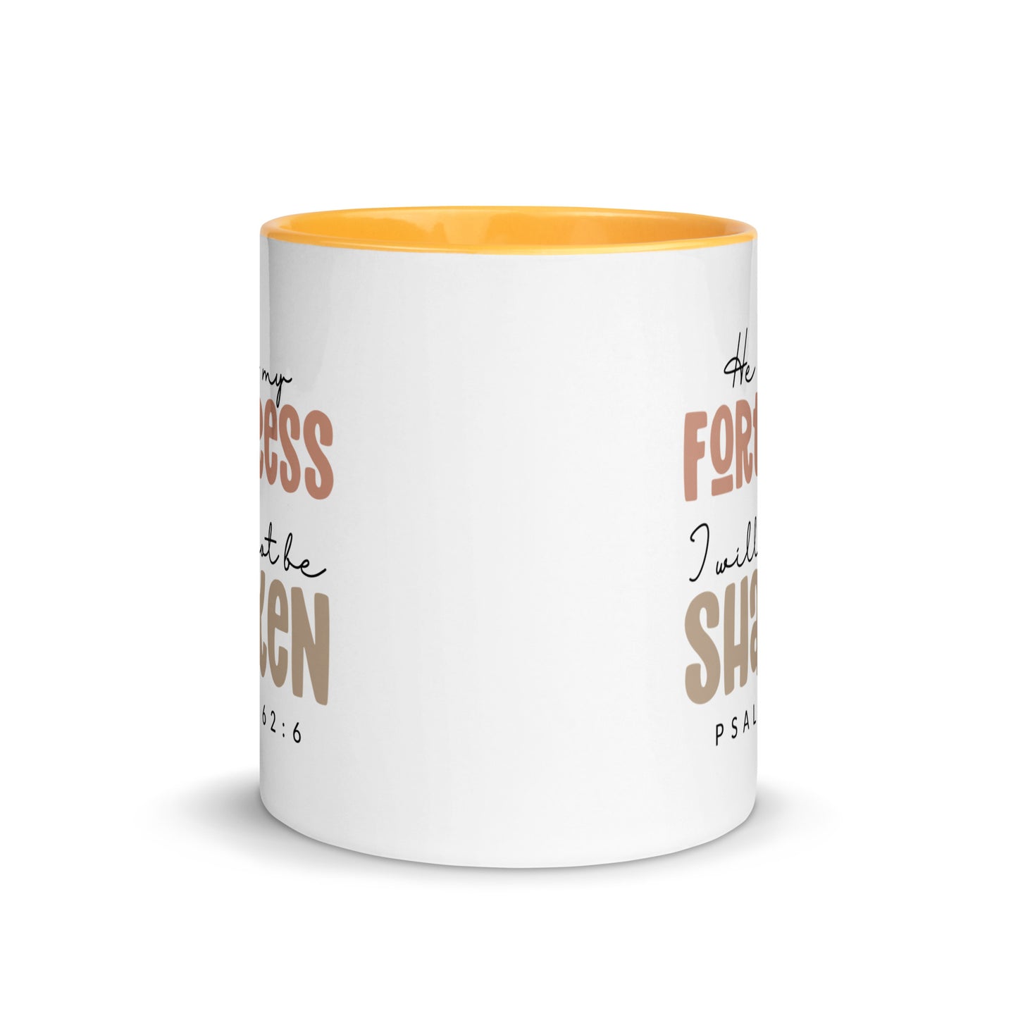 He is My Fortress I will Not Be Shaken Contrast Mug