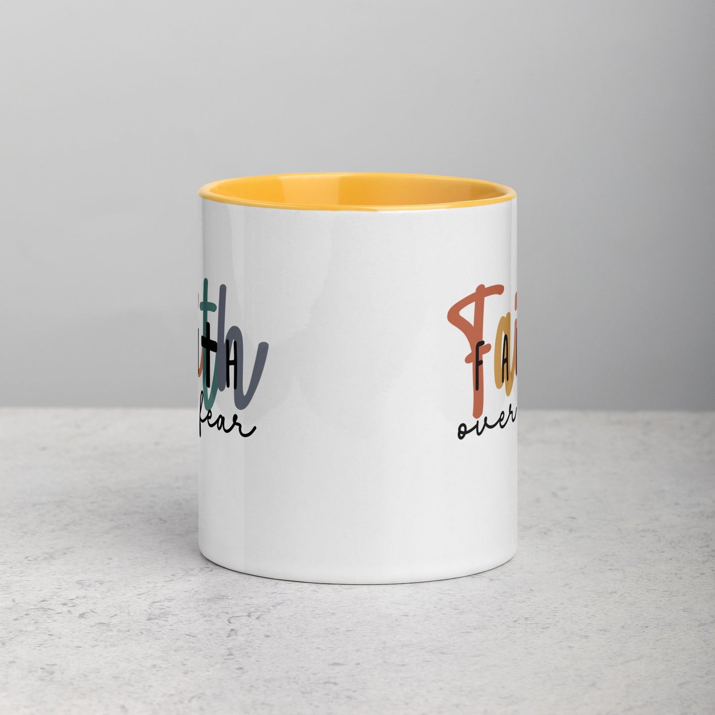 Faith over Fear Mug with Color Inside