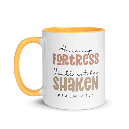 He is My Fortress I will Not Be Shaken Contrast Mug