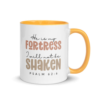 He is My Fortress I will Not Be Shaken Contrast Mug