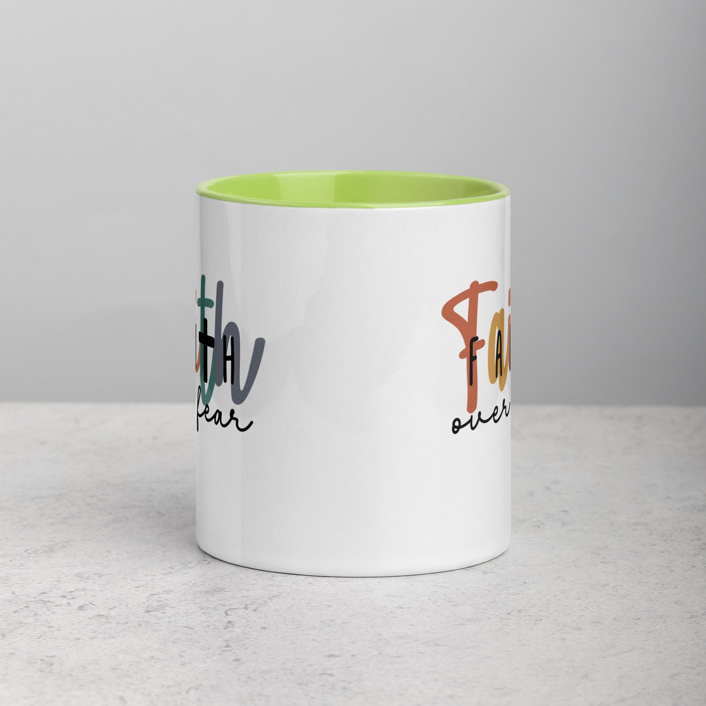 Faith over Fear Mug with Color Inside