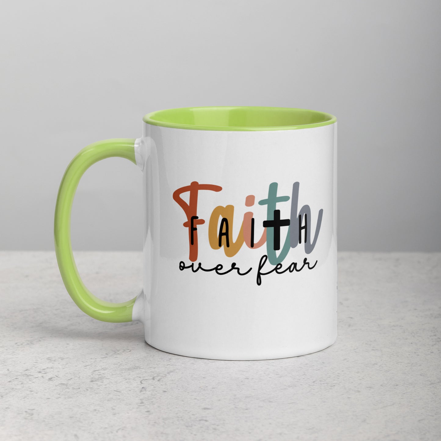 Faith over Fear Mug with Color Inside