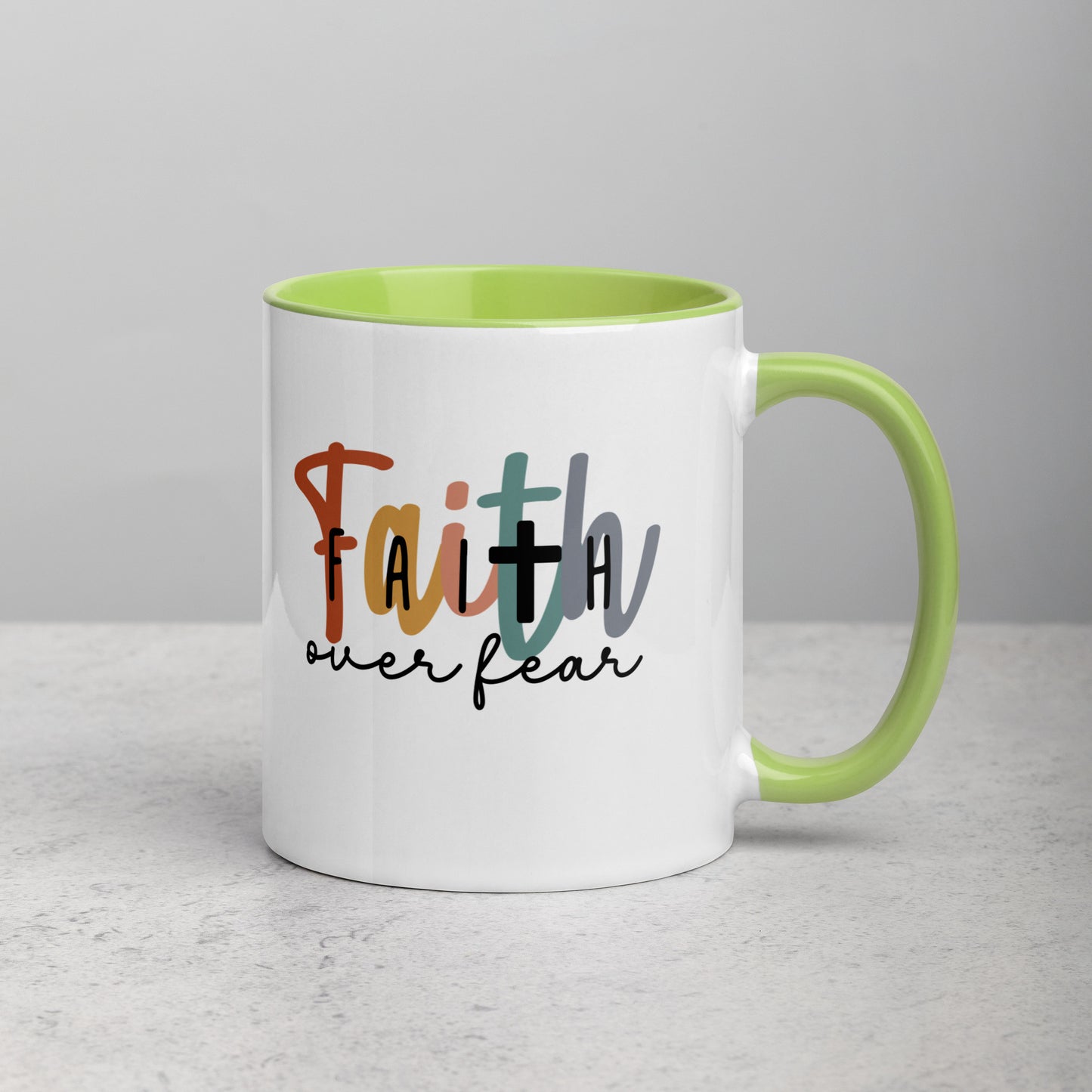 Faith over Fear Mug with Color Inside