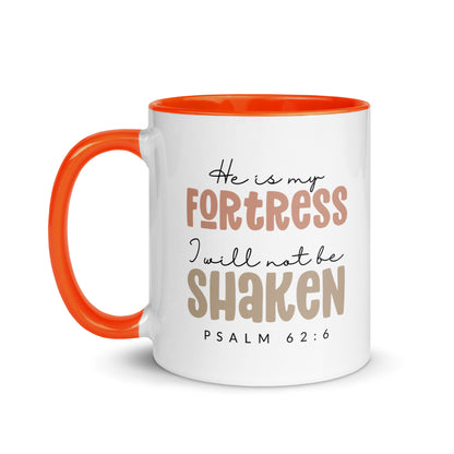 He is My Fortress I will Not Be Shaken Contrast Mug