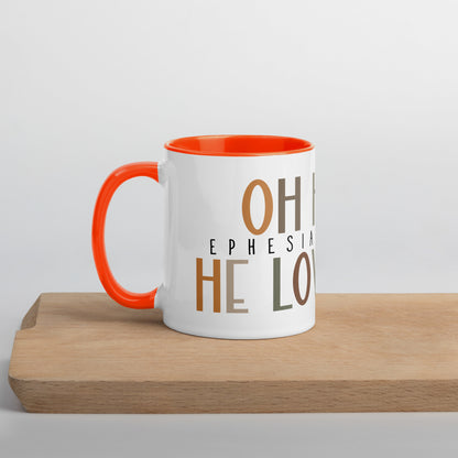 Oh How He Loves Us Mug with Color Inside