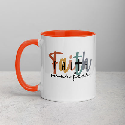 Faith over Fear Mug with Color Inside