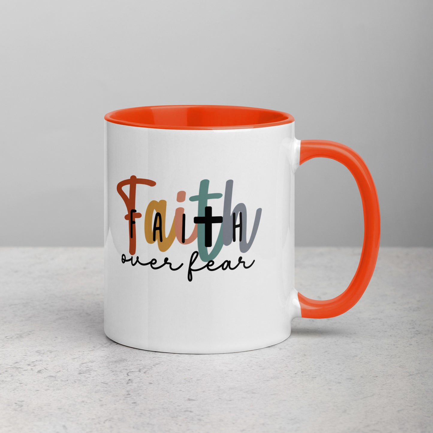 Faith over Fear Mug with Color Inside