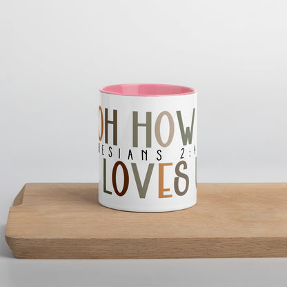 Oh How He Loves Us Mug with Color Inside