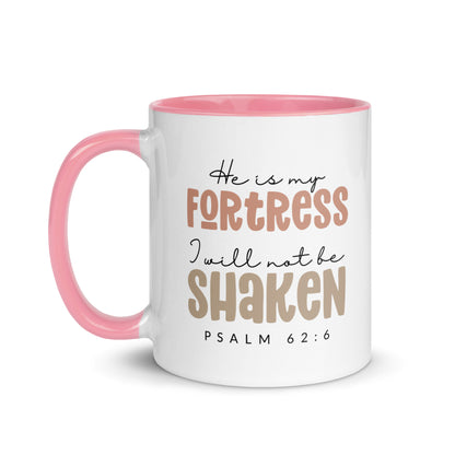 He is My Fortress I will Not Be Shaken Contrast Mug