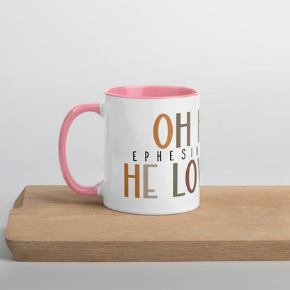 Oh How He Loves Us Mug with Color Inside