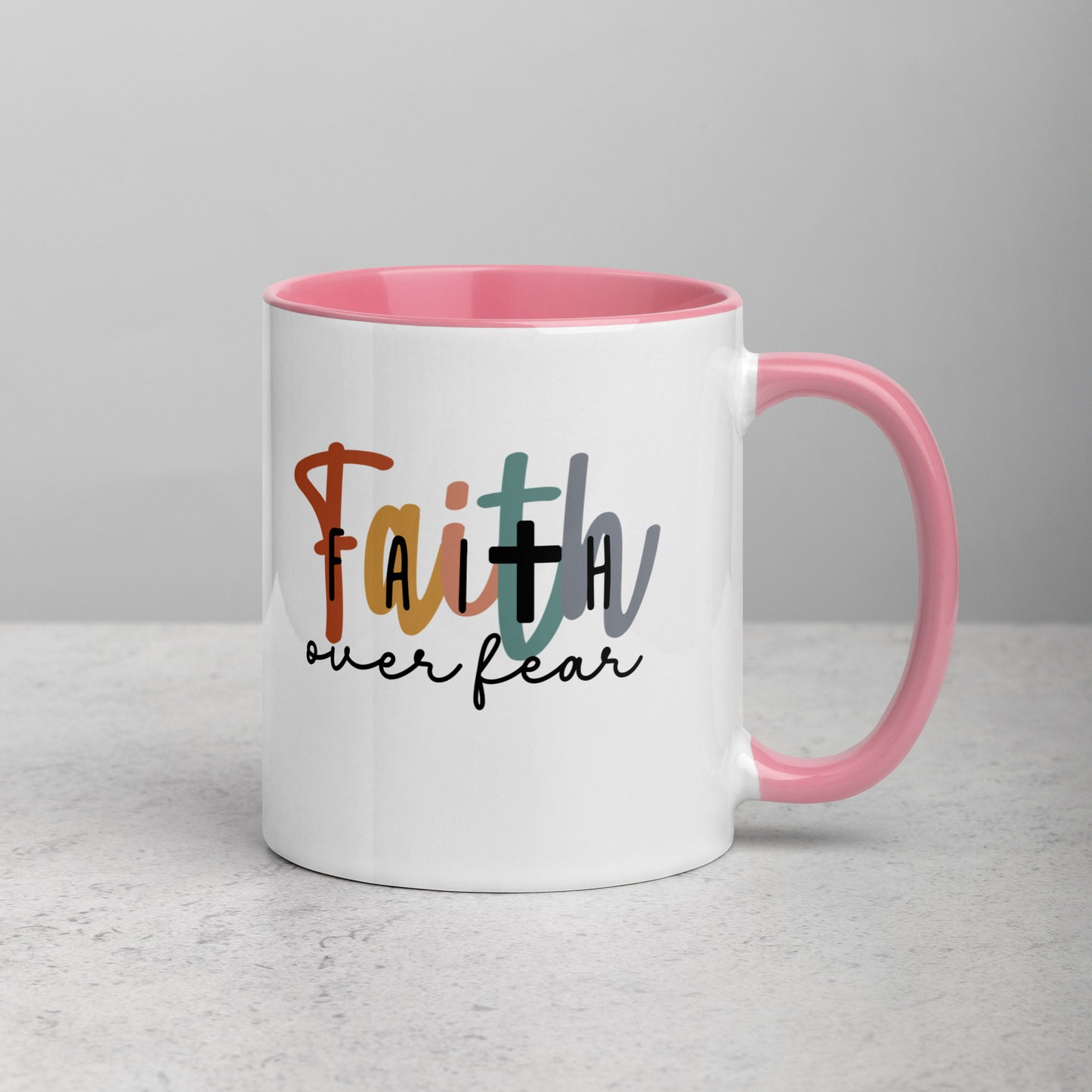 Faith over Fear Mug with Color Inside